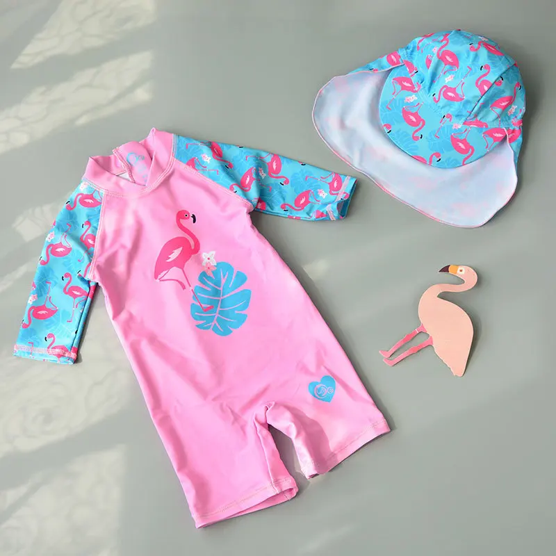 Фото Funfeliz 3D фламинго для маленьких одежда купания девочек цельный купальный костюм