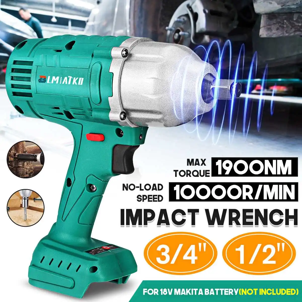 BLMIATKO 1900NM Brushless Electric Impact Wrench 1/2 inch 3/4 inch Adjustable Speed Power Tool For Car Tire For Makita Battery
BLMIATKO 1900NM Brushless Electric Impact Wrench 1/2 inch 3/4 inch Adjustable Speed Power Tool For Car Tire For Makita Battery