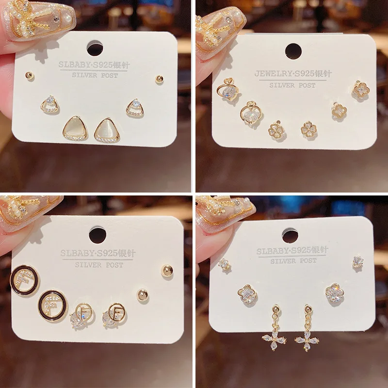 S925 Silver Needle Fashion Girl Three-Piece Combination Earrings One Card Pairs Of Opal Student Mini Simple
S925 Silver Needle Fashion Girl Three-Piece Combination Earrings One Card Pairs Of Opal Student Mini Simple
