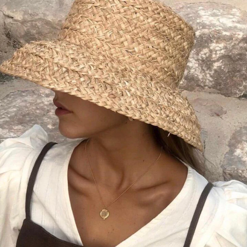 Summer hats for women Retro flat drooping hat brim hand-made raffia straw hat ladies outdoor sun protection beach straw hat
Summer hats for women Retro flat drooping hat brim hand-made raffia straw hat ladies outdoor sun protection beach straw hat