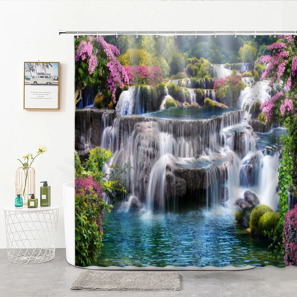Forest Waterfall Landscape Scenery Safflower Green Leaves Shower Curtains Curtain For Baths Polyester Bathtub Screen Home Decor
Forest Waterfall Landscape Scenery Safflower Green Leaves Shower Curtains Curtain For Baths Polyester Bathtub Screen Home Decor