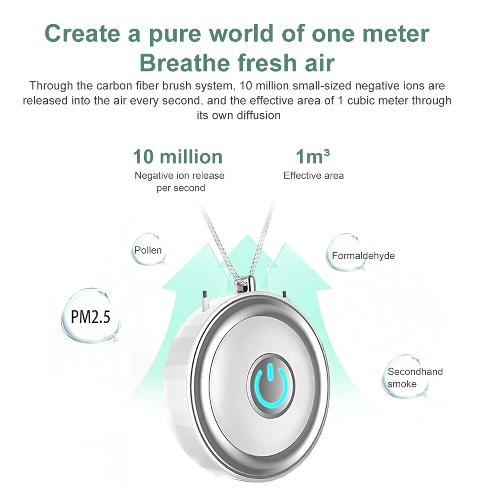 USB Portable Wearable Air Purifier, Personal Mini Air Necklace Negative Ion Air Freshener- No Radiation Low Noise for Adults Kid
USB Portable Wearable Air Purifier, Personal Mini Air Necklace Negative Ion Air Freshener- No Radiation Low Noise for Adults Kid