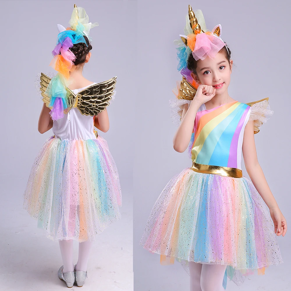 New Girl's dress Rainbow Unicorn Party With Headband Halloween Christmas Cosplay Costume Kids 2019 Summer Dress Party Dress
New Girl's dress Rainbow Unicorn Party With Headband Halloween Christmas Cosplay Costume Kids 2019 Summer Dress Party Dress