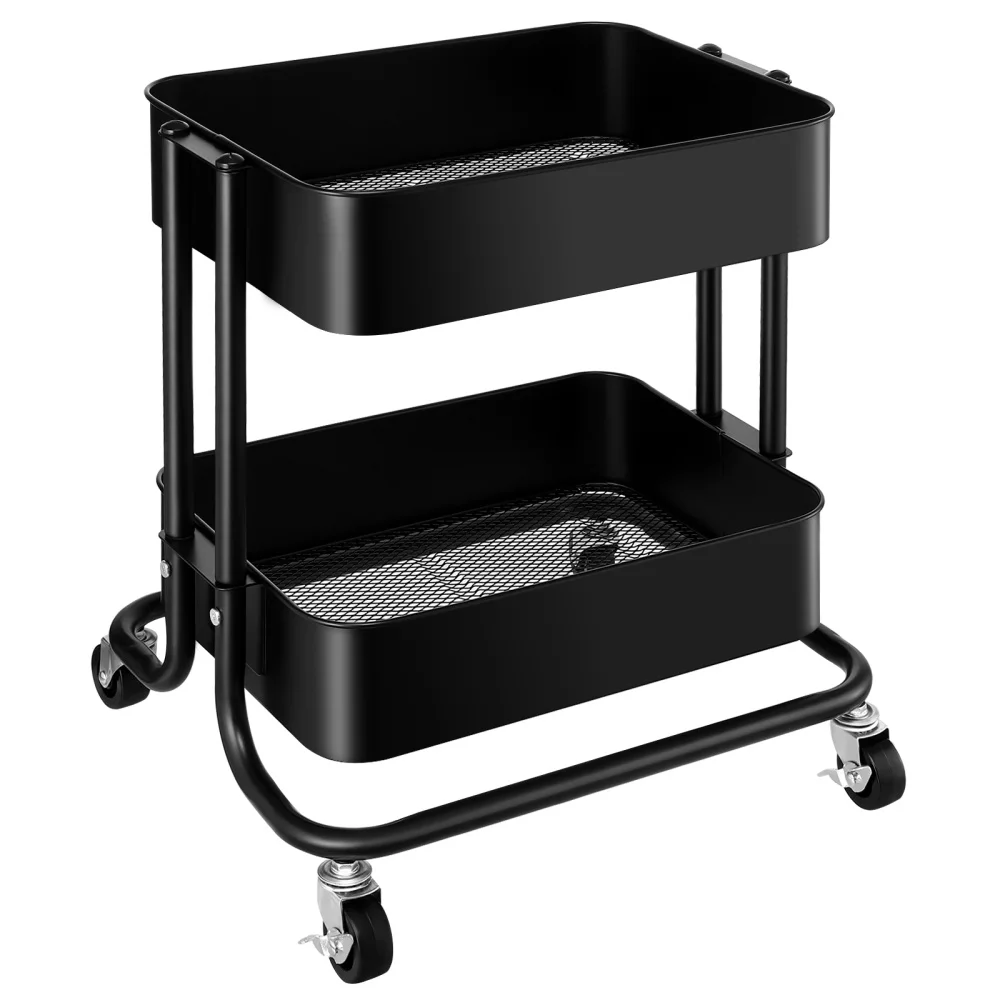 Vosarea 2 Tier Cart Storage Storage Shelf Rolling Cart for Home Kitchen Office Library (Black) 
Vosarea 2 Tier Cart Storage Storage Shelf Rolling Cart for Home Kitchen Office Library (Black)