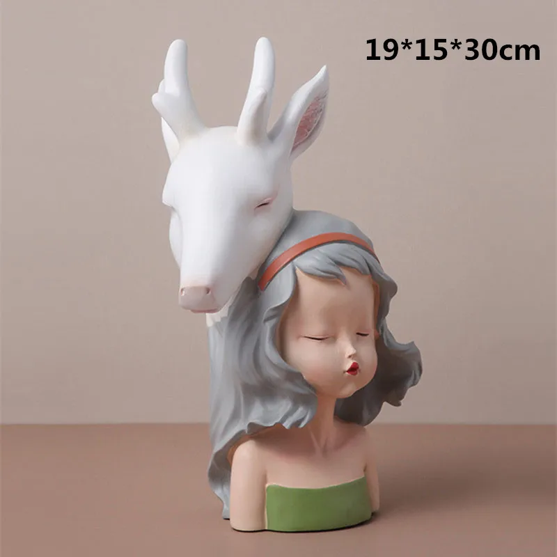 NORTHEUINS Resin Deer Head Girl Figurines Modern Decorative Figure Statue Decoration Object Christmas Table Art Decor for Home
NORTHEUINS Resin Deer Head Girl Figurines Modern Decorative Figure Statue Decoration Object Christmas Table Art Decor for Home