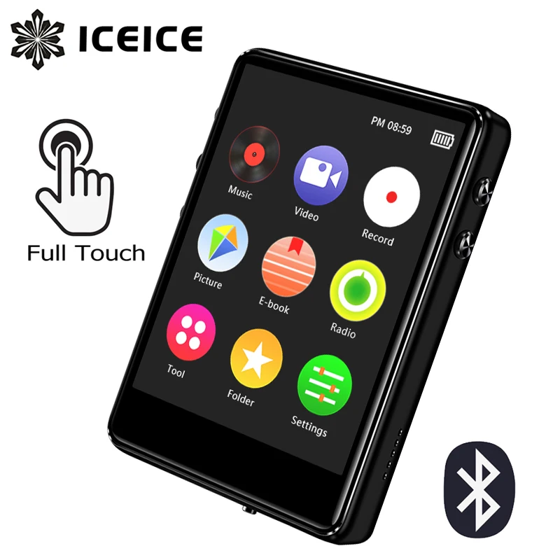 MP4 плеер ICEICE Bluetooth со встроенным динамиком 2 4 дюймовый Полноэкранный сенсорный
