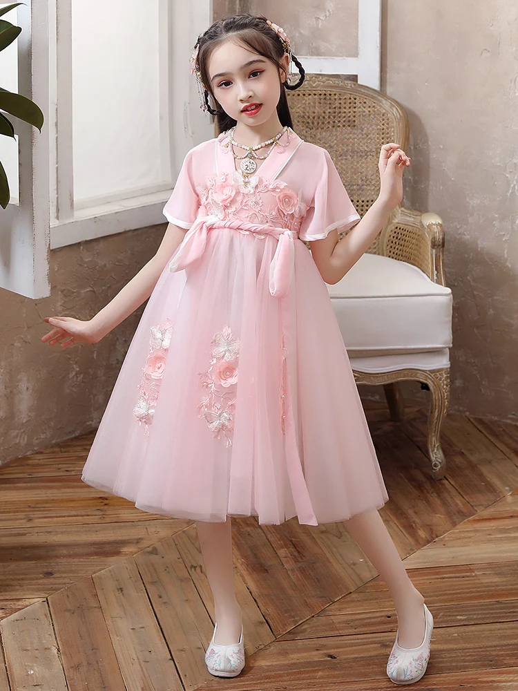 Cosplay Clothing Stage Embroidery Short Sleeve Children Dress Chinese Festival Kids Robe Summer Performance Hanfu Costume
Cosplay Clothing Stage Embroidery Short Sleeve Children Dress Chinese Festival Kids Robe Summer Performance Hanfu Costume
