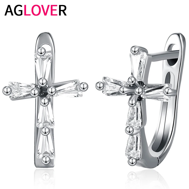 AGLOVER AAA Zircon 925 Sterling Silver Simple Cross Zircon 13mm Earrings For Women Fashion Glamour Wedding Birthday Jewelry
AGLOVER AAA Zircon 925 Sterling Silver Simple Cross Zircon 13mm Earrings For Women Fashion Glamour Wedding Birthday Jewelry