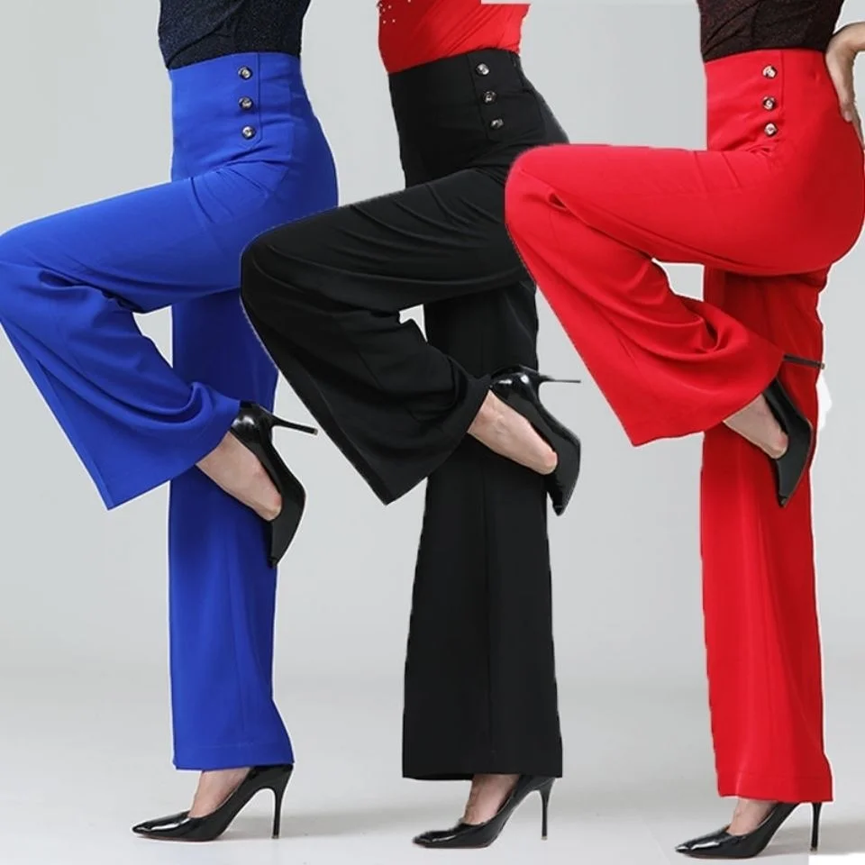 Современные танцевальные брюки Для женщин Высокая Талия латиноамериканских
