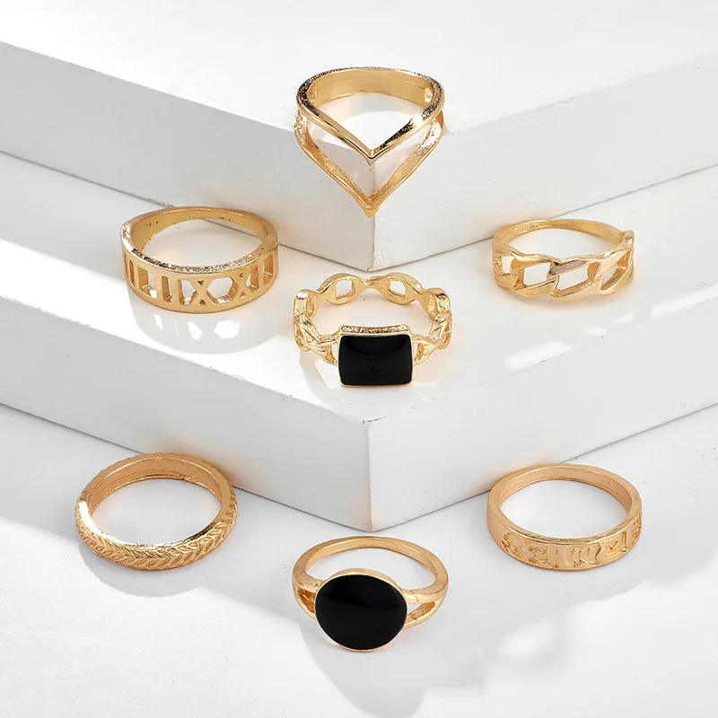 Vintage 7pcs/set Hollow Black V Shape Geometry Ring Sets for Womens Punk Rings Party Jewelry 2021
Vintage 7pcs/set Hollow Black V Shape Geometry Ring Sets for Womens Punk Rings Party Jewelry 2021