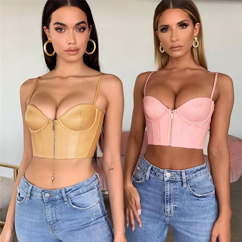Women Sexy Tank Top Adults Solid Color Zipper Deep V-neck Crop Top with Removable Chest Pads Evening Party Clubwear Tops
Women Sexy Tank Top Adults Solid Color Zipper Deep V-neck Crop Top with Removable Chest Pads Evening Party Clubwear Tops