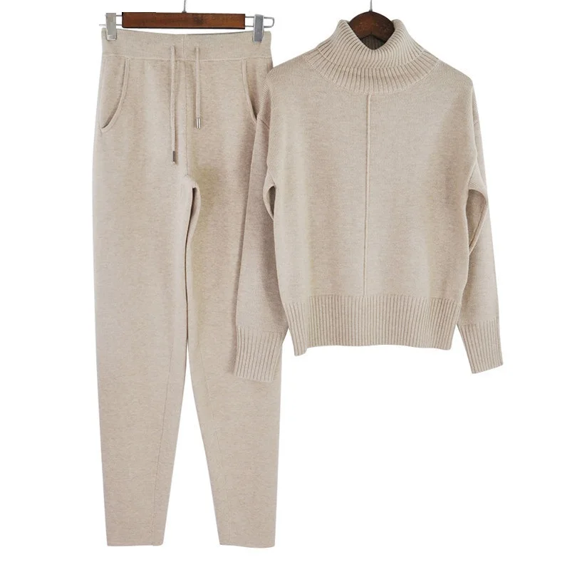 Women's Woolen Knitted Suit High Collar Sweater + Pants Loose Style Two-piece Set women's Knitted Costume tracksuit
Women's Woolen Knitted Suit High Collar Sweater + Pants Loose Style Two-piece Set women's Knitted Costume tracksuit
