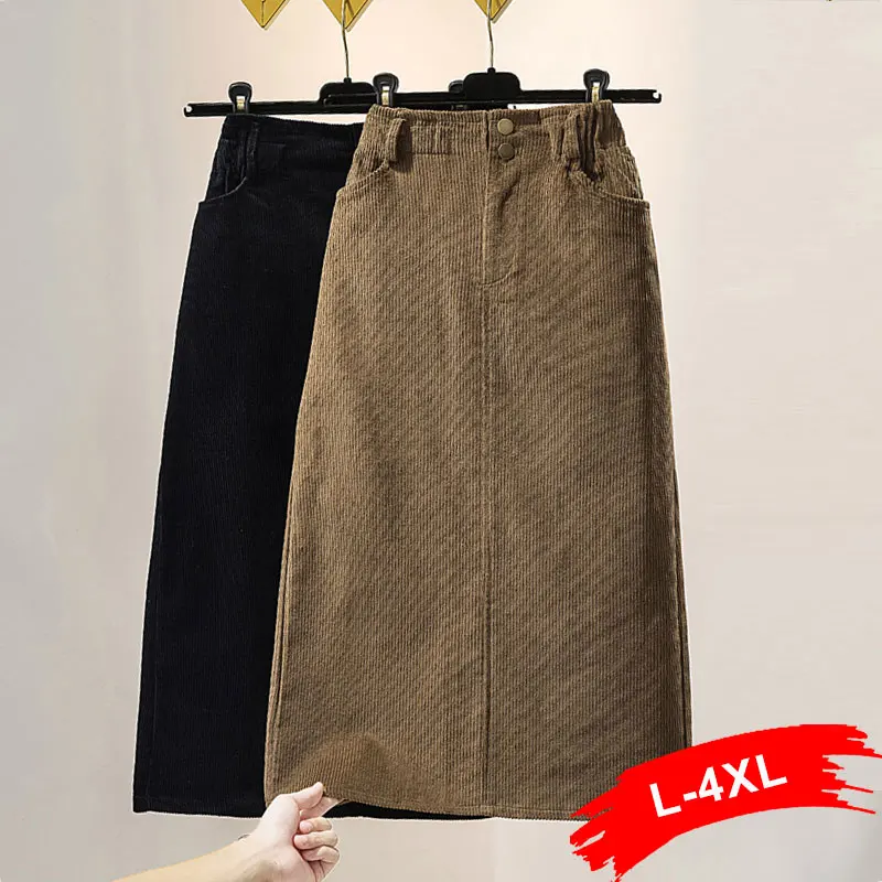 Plus Size Vintage Split Thick Corduroy Midi Skirts Office Lady Button Up Pockets Mid-calf Skirt Women Winter Classic Khaki Skirt
Plus Size Vintage Split Thick Corduroy Midi Skirts Office Lady Button Up Pockets Mid-calf Skirt Women Winter Classic Khaki Skirt