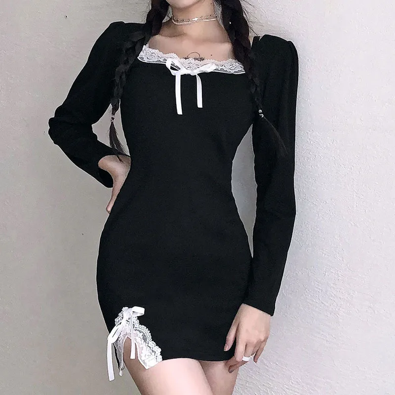 Autumn New Women's Vestidos Sexy Lace Bowknot Long-sleeved Short Skirt Fashion Square Collar High-waisted Irregular Lady Dress
Autumn New Women's Vestidos Sexy Lace Bowknot Long-sleeved Short Skirt Fashion Square Collar High-waisted Irregular Lady Dress
