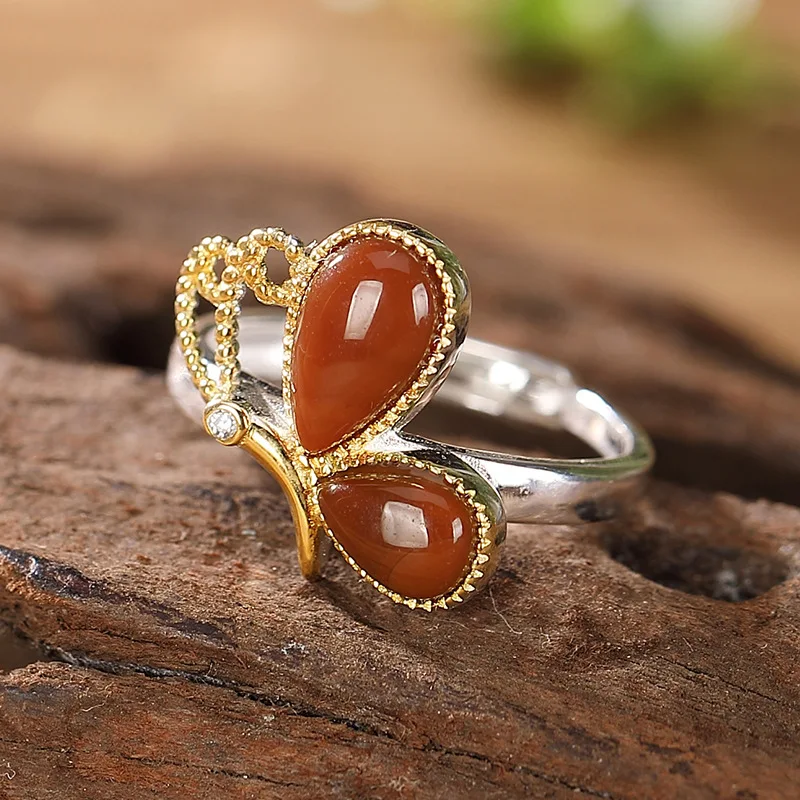 Natural open 925 sterling silver inlaid southern red agate butterfly retro for women rings temperament rings sterling silver
Natural open 925 sterling silver inlaid southern red agate butterfly retro for women rings temperament rings sterling silver