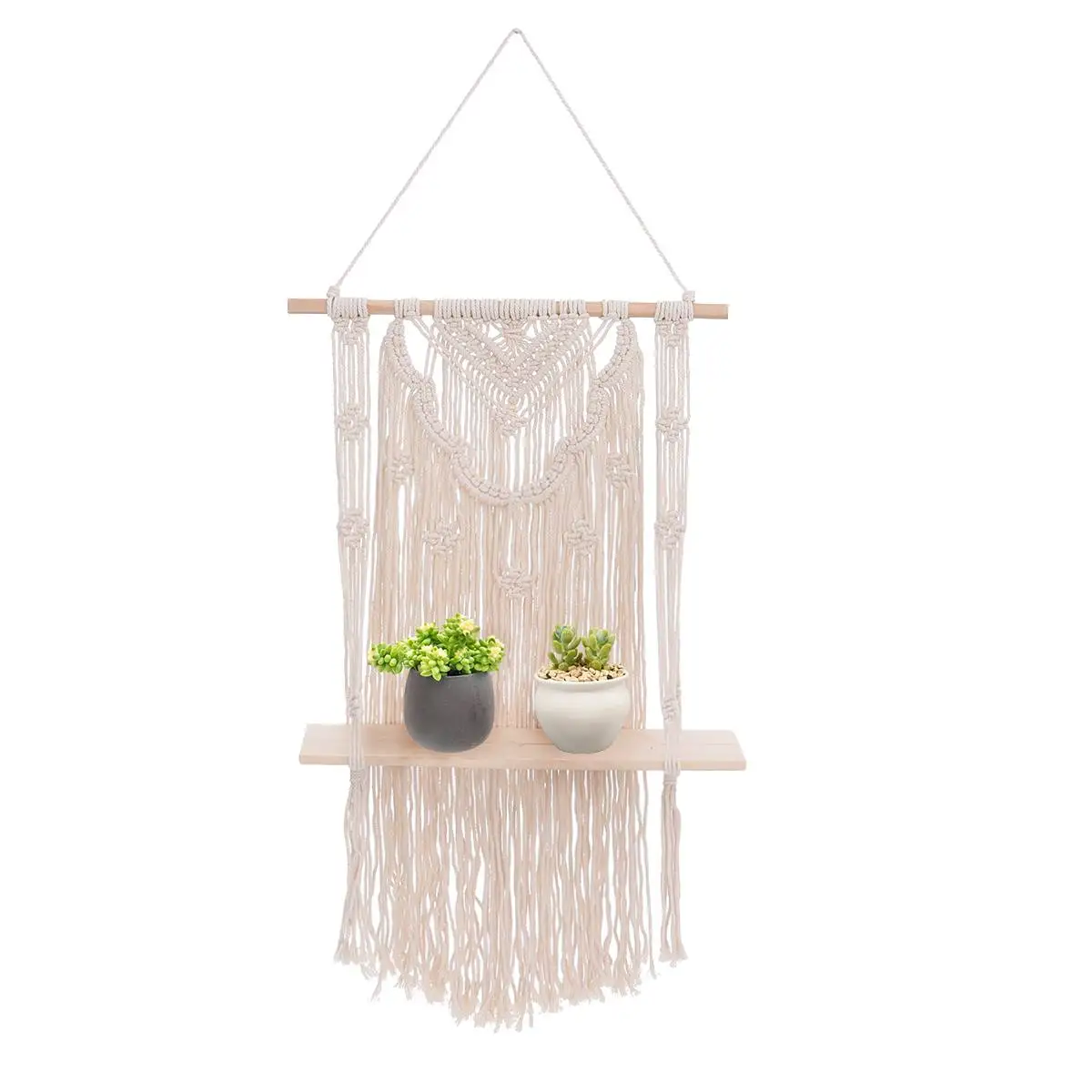 40x65cm Bohemian Wooden Handmade Macrame Wall Hanging Rope Shelf Floating Plant Rack Stand Macrame Tapestry Home Decor Ornament
40x65cm Bohemian Wooden Handmade Macrame Wall Hanging Rope Shelf Floating Plant Rack Stand Macrame Tapestry Home Decor Ornament