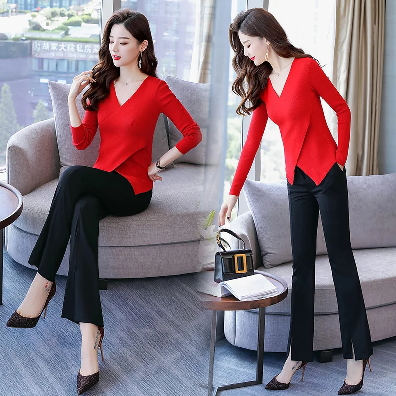 Temperament suit women's office 2019 new autumn knit long sleeve slimming jacket wide leg pants fashion goddess two-piece set
Temperament suit women's office 2019 new autumn knit long sleeve slimming jacket wide leg pants fashion goddess two-piece set
