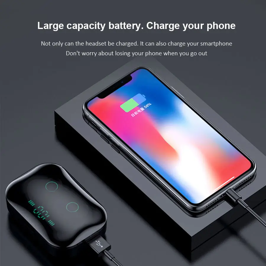 TWS wireless earphones Bluetooth 5.0 Portable headphones Mini In-Ear Earphone With 3600mAh Charging Box tws black
TWS wireless earphones Bluetooth 5.0 Portable headphones Mini In-Ear Earphone With 3600mAh Charging Box tws black