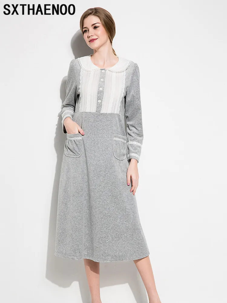 Female Winter Plus Size Home Dress Long Sleeves Plus Velvet Thickened Nightgown Warm Leisure Sweet Sexy Ladies Sleepwear
Female Winter Plus Size Home Dress Long Sleeves Plus Velvet Thickened Nightgown Warm Leisure Sweet Sexy Ladies Sleepwear