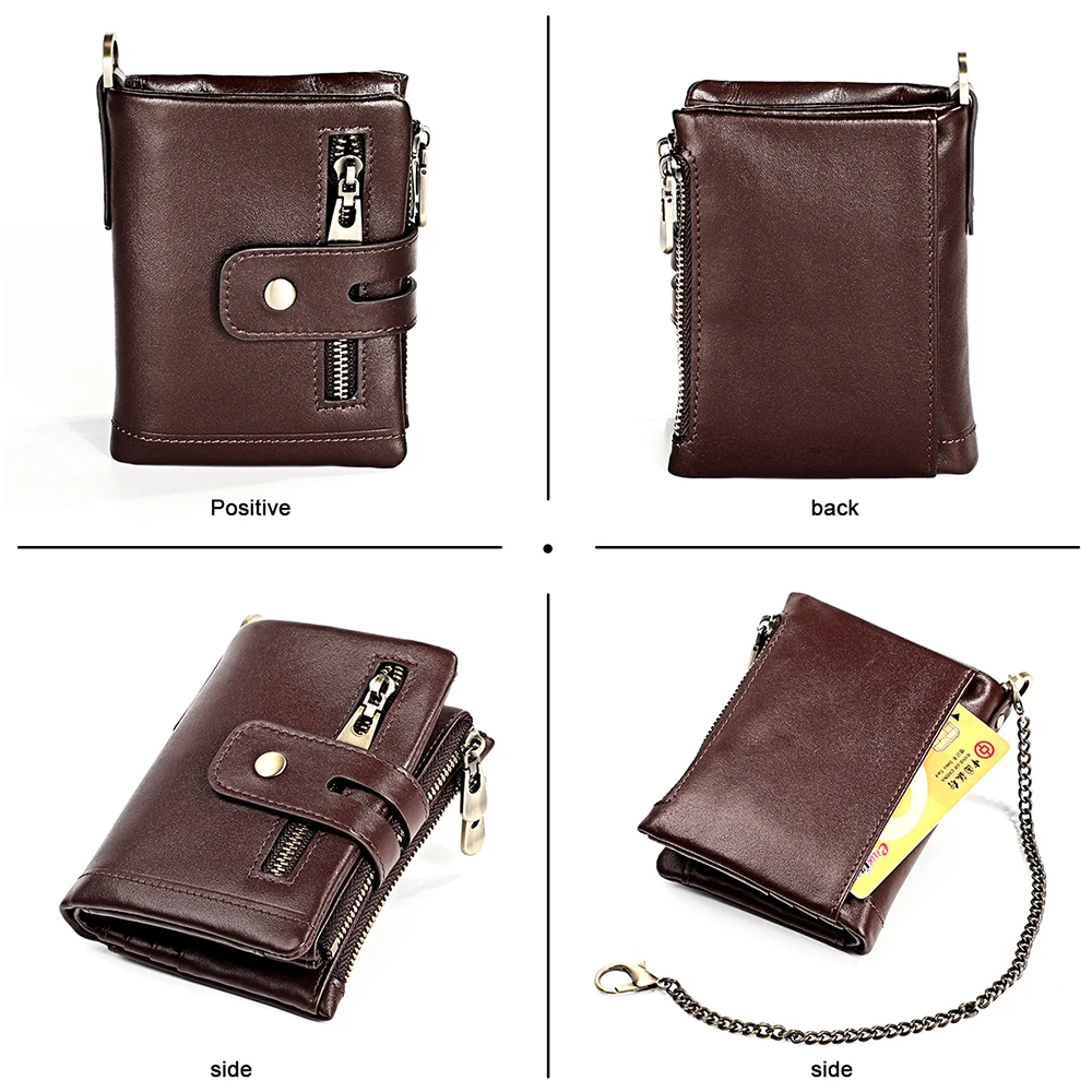 RFID Men's 100% Genuine Leather Wallet Coin Purse Man First Layer Cowhide Small Mini Card Holder Chain Wallet Pocket For Male
RFID Men's 100% Genuine Leather Wallet Coin Purse Man First Layer Cowhide Small Mini Card Holder Chain Wallet Pocket For Male