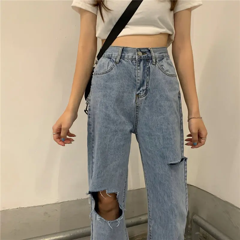 Summer 2021 new hole high waist straight pants loose wide leg pants blue denim floor pants women's wear
Summer 2021 new hole high waist straight pants loose wide leg pants blue denim floor pants women's wear