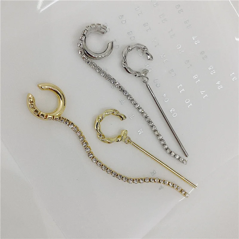 Top Quality Zircon Beads Pendant Tassel Gold Silver Color 2PCS Set Of Clip Earrings For Women Korean Ladies Ear Jewelry Gift 
Top Quality Zircon Beads Pendant Tassel Gold Silver Color 2PCS Set Of Clip Earrings For Women Korean Ladies Ear Jewelry Gift