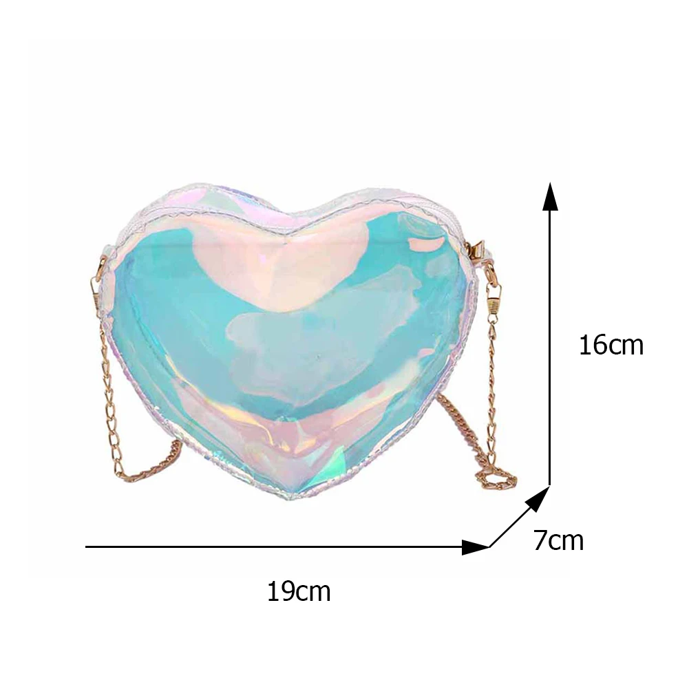 Fashion Women Laser Love Heart Shape Bags Transparent PVC Crossbody Female Summer Chain Bag Girls Travel Beach Handbag And Purse
Fashion Women Laser Love Heart Shape Bags Transparent PVC Crossbody Female Summer Chain Bag Girls Travel Beach Handbag And Purse