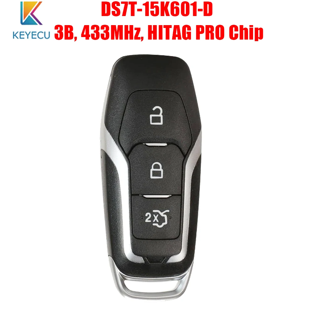 

Keyecu DS7T-15K601-D Smart Card Remote Car Key 3 Buttons 433MHz HITAG PRO Chip For Ford Mondeo Edge S-Max Galaxy 2014 2015-2018