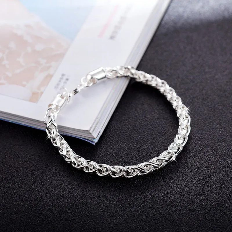 

KOFSAC New Fashion Simple Fashion Twist Chain Bracelet Bangles Jewelry 925 Sterling Silver Bracelets For Women Anniversary Gifts