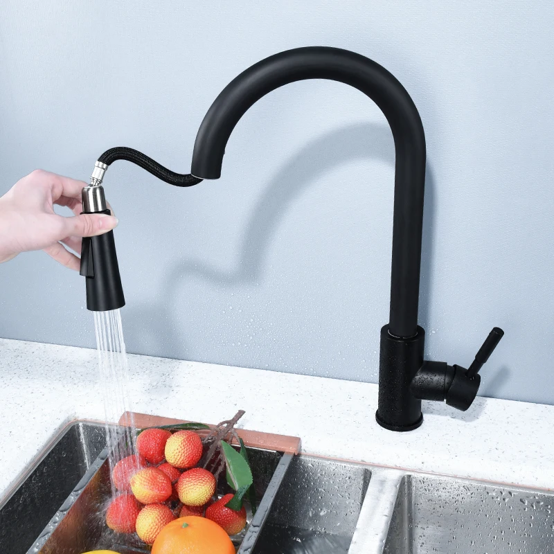 Kitchen Faucet 304 Stainless Steel Black Pull-Out Faucet Hot And Cold Water Retractable Vegetable Basin Faucet Tap
Kitchen Faucet 304 Stainless Steel Black Pull-Out Faucet Hot And Cold Water Retractable Vegetable Basin Faucet Tap
