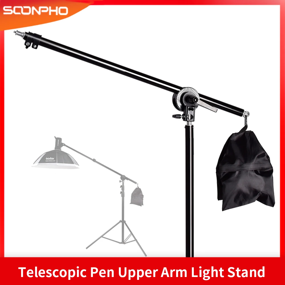 

74-135cm Studio Photo Telescopic Boom Arm Top Light Stand With Sandbag for Speedlite /Mini Flash Strobe /LED Video Light/Softbox