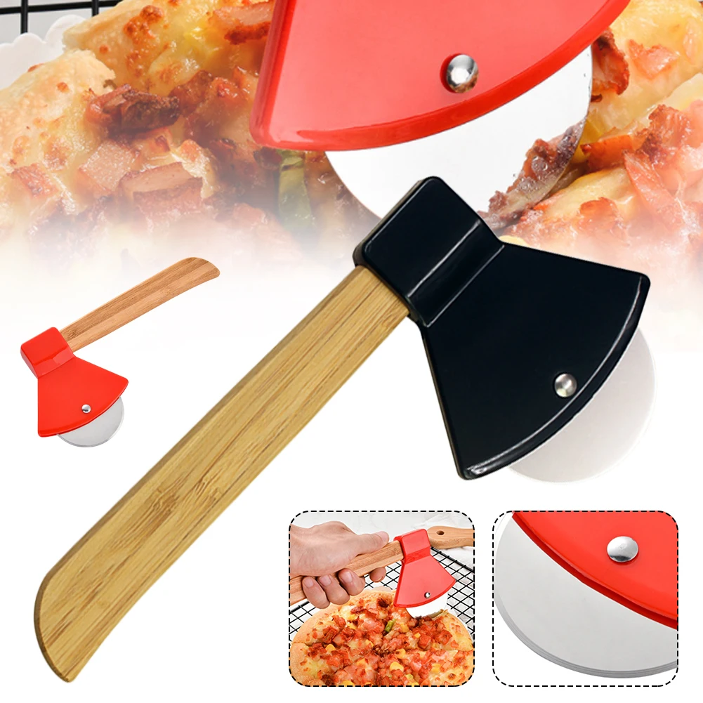 Axe Pizza Cutters With Bamboo Handle Cutter Stainless Steel Axe Rotating Blade Home Kitchen Single Wheel Cutting Tool
Axe Pizza Cutters With Bamboo Handle Cutter Stainless Steel Axe Rotating Blade Home Kitchen Single Wheel Cutting Tool
