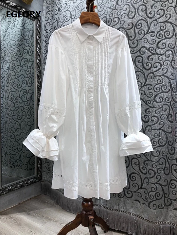 2021 Spring Fashion Long Shirt Dress High Quality Women Turn-down Collar Hollow Out Lace Embroidery Flare Sleeve Dress Runway
2021 Spring Fashion Long Shirt Dress High Quality Women Turn-down Collar Hollow Out Lace Embroidery Flare Sleeve Dress Runway