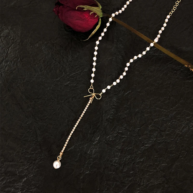 Korean Pearl Necklace With The Same Bow Bow Clavicle Chain Cross-Border New Accessories Little Fairy Jewelry
Korean Pearl Necklace With The Same Bow Bow Clavicle Chain Cross-Border New Accessories Little Fairy Jewelry