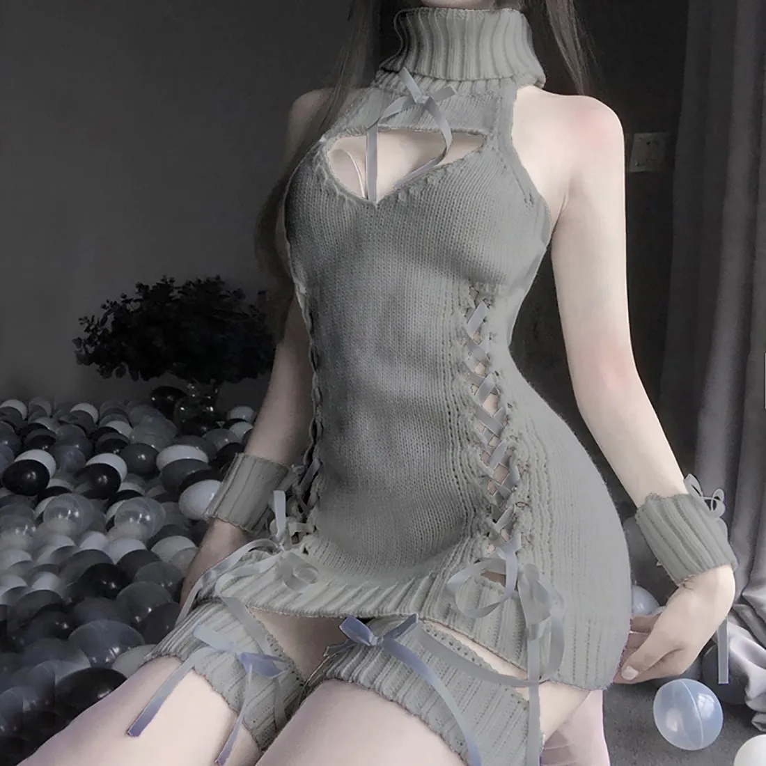 Sexy Sweater Dress Open Chest Backless Ribbon Strap Tops Anime Cat Cosplay Costumes Knit Bandage Dress White Sheep Kitty Dihope
Sexy Sweater Dress Open Chest Backless Ribbon Strap Tops Anime Cat Cosplay Costumes Knit Bandage Dress White Sheep Kitty Dihope