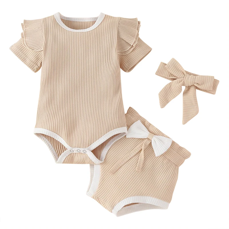 Children's suit 0-3 years old girl bowknot pit knit solid color romper + bow shorts + headband baby cotton suit 3Pcs
Children's suit 0-3 years old girl bowknot pit knit solid color romper + bow shorts + headband baby cotton suit 3Pcs