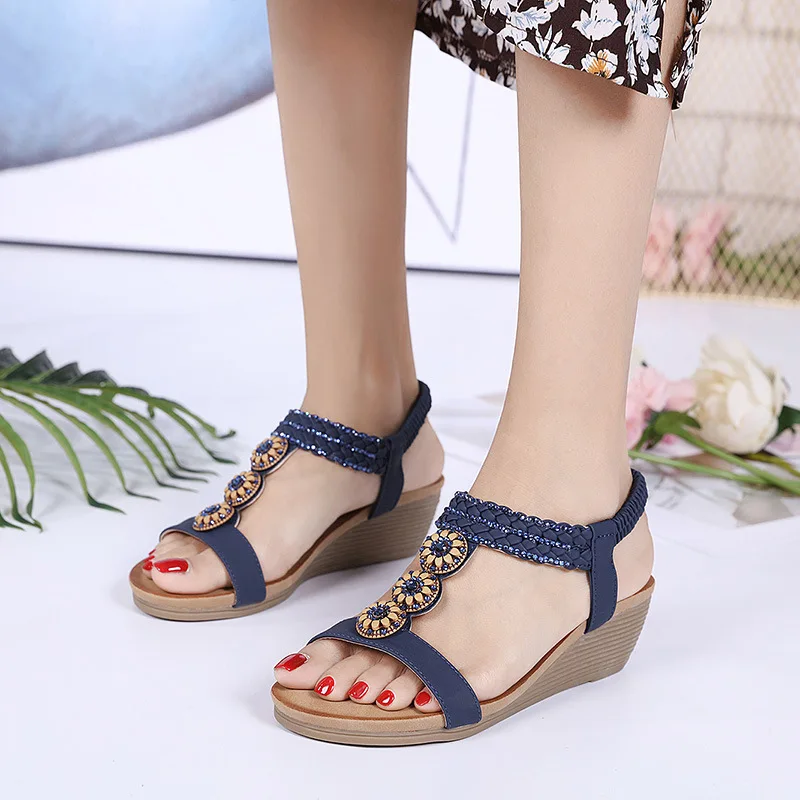 Women Sweet Sandals Bohemia Diamond Wedges Leather Gladiator Sandals Beach High Heel Summer Beach Shoes Sandalias
Women Sweet Sandals Bohemia Diamond Wedges Leather Gladiator Sandals Beach High Heel Summer Beach Shoes Sandalias