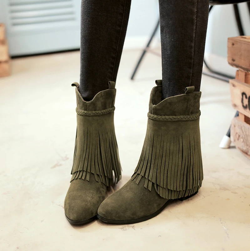 New Womens Mid-calf Boots Tassel Nubuck Leather Med Heel Shoes Pointed Toe Plush Liner Warm Boots U11
New Womens Mid-calf Boots Tassel Nubuck Leather Med Heel Shoes Pointed Toe Plush Liner Warm Boots U11