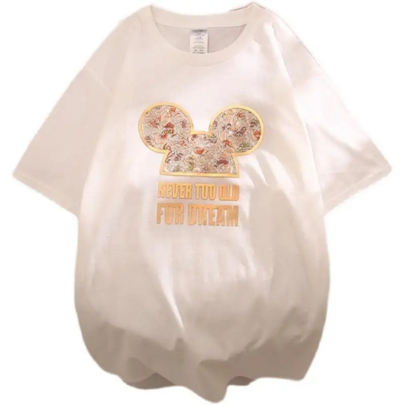 Disney New Korean Style Women's Loose Sequins round Neck Top Summer Mickey Cartoon Cotton Short Sleeve T-shirt
Disney New Korean Style Women's Loose Sequins round Neck Top Summer Mickey Cartoon Cotton Short Sleeve T-shirt