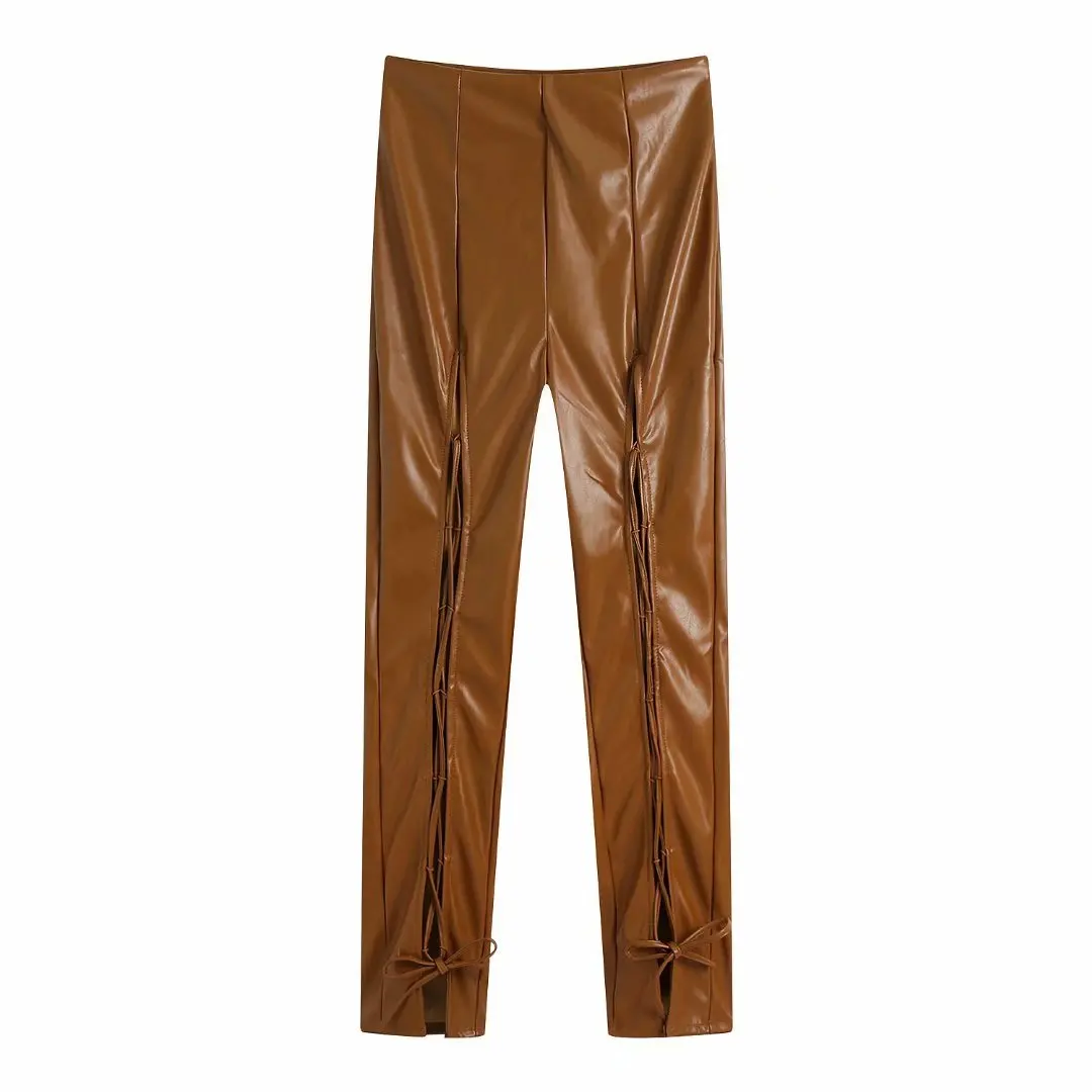 Women Fashion Solid Color Hollow Out Lace Up Slim PU Leather Pants Femme Chic Side Zipper Trousers Pantalones Mujer
Women Fashion Solid Color Hollow Out Lace Up Slim PU Leather Pants Femme Chic Side Zipper Trousers Pantalones Mujer