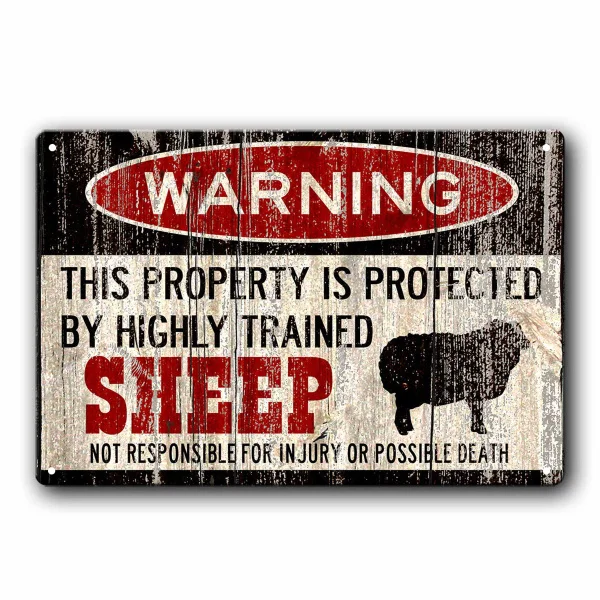 Смешная овечка значок с овечкой предупредительный винтажный флэш-знак Настенный