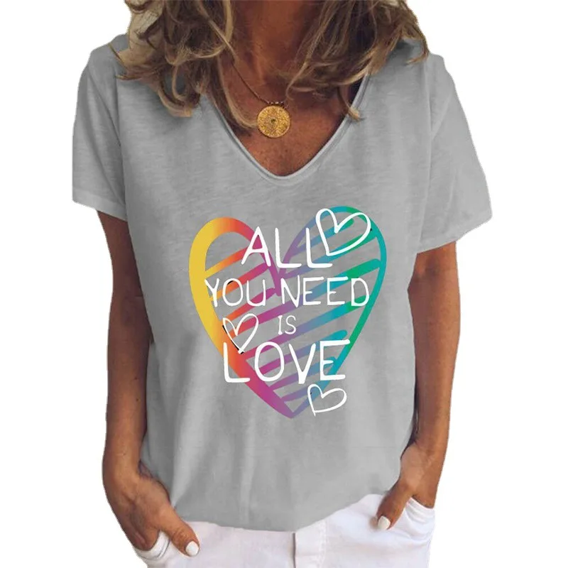 Letter Heart Printed Short Sleeve Tee Tshirt Women Summer V Neck Loose Casual Shirt Tops Plus Size Beach Clothes
Letter Heart Printed Short Sleeve Tee Tshirt Women Summer V Neck Loose Casual Shirt Tops Plus Size Beach Clothes