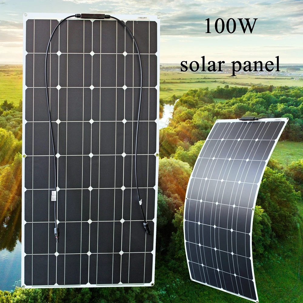 Monocrystalline Flexible Solar Panel 100w 12v Battery Charger 100 Watt Photovoltaic Module Kit Solar System For RV Boat Home
Monocrystalline Flexible Solar Panel 100w 12v Battery Charger 100 Watt Photovoltaic Module Kit Solar System For RV Boat Home