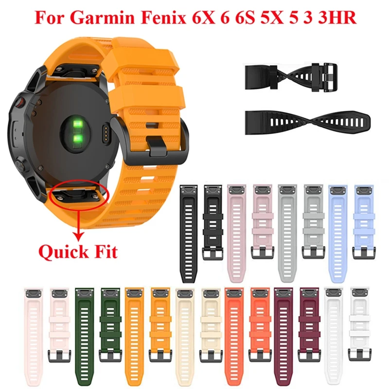 

26 22MM Quick Release Watchband Strap for Garmin Fenix 6X 6 6S 5 5X 3 3 HR S60 MK1 Watch Silicone Easyfit Wrist Band Strap