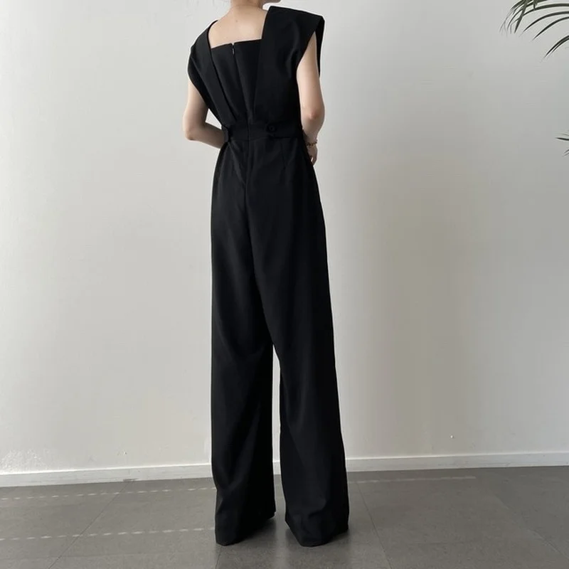 Korejpaa Women Set 2021 Summer Korea Temperament Ladies Square Collar Back Button Sleeveless Waist Wide-Leg Jumpsuit Trousers
Korejpaa Women Set 2021 Summer Korea Temperament Ladies Square Collar Back Button Sleeveless Waist Wide-Leg Jumpsuit Trousers