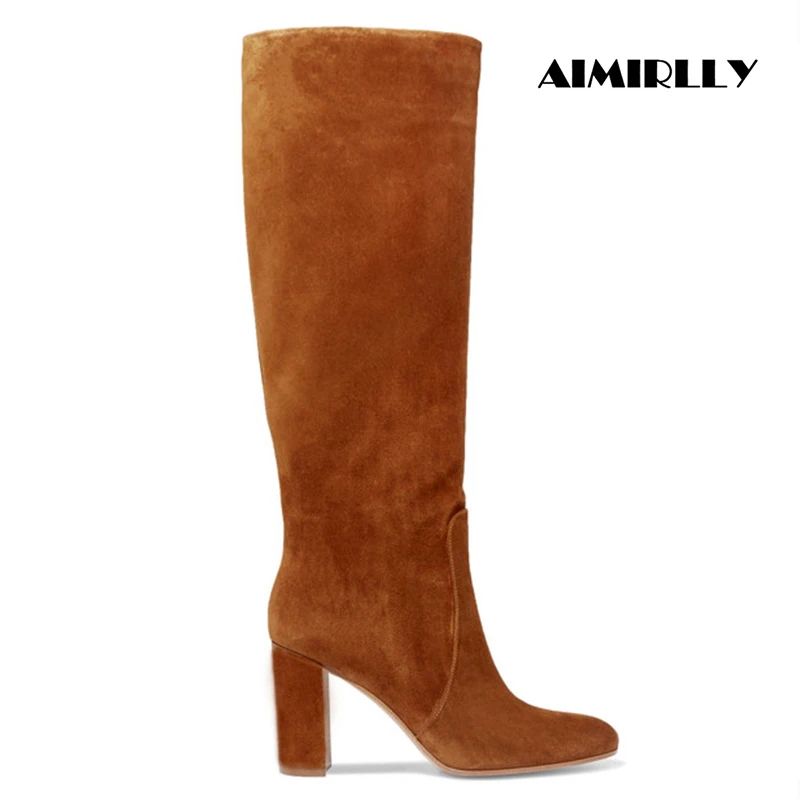 Women's Knee High Boots Round Toe Block Heel Ladies Winter Dress Boots Female Shoes Pull On Brown Faux Suede Aimirlly
Women's Knee High Boots Round Toe Block Heel Ladies Winter Dress Boots Female Shoes Pull On Brown Faux Suede Aimirlly