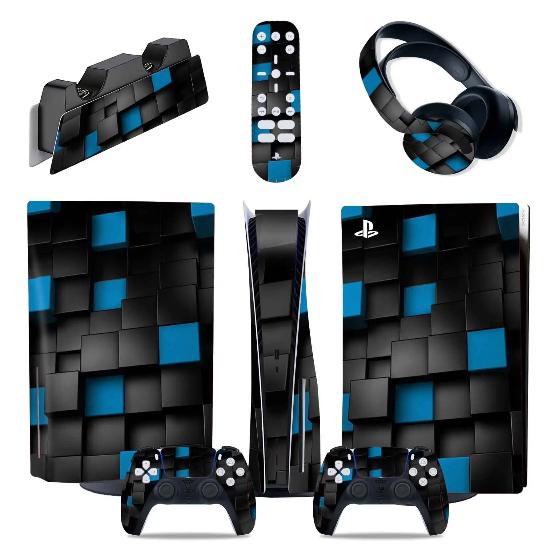 PS5 наклейка для консоли и 2 контроллера полная обмотка виниловая защитная крышка