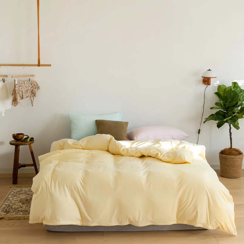 Four-piece set of cotton knitted cotton plain color (double spell & hit color), bedding
Four-piece set of cotton knitted cotton plain color (double spell & hit color), bedding