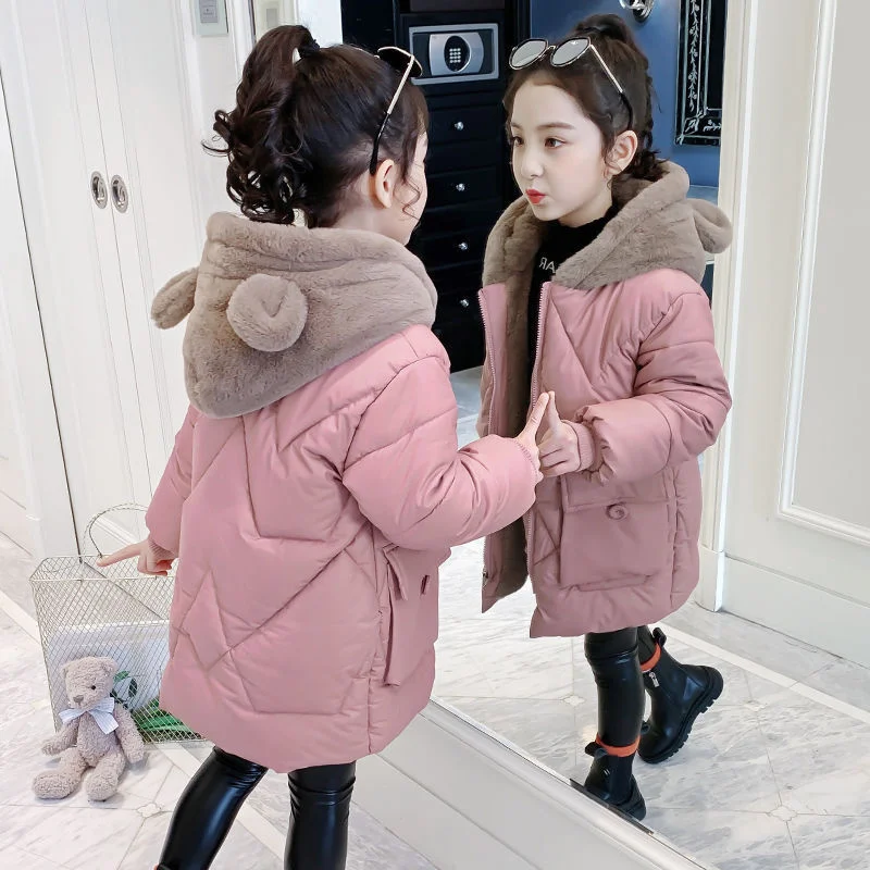 Winter Jacket For Girls Children's Clothing Stitched Thickened Ears Hat Hooded Warm Long Coat For 4-10 Years Kids Parka For Girl
Winter Jacket For Girls Children's Clothing Stitched Thickened Ears Hat Hooded Warm Long Coat For 4-10 Years Kids Parka For Girl