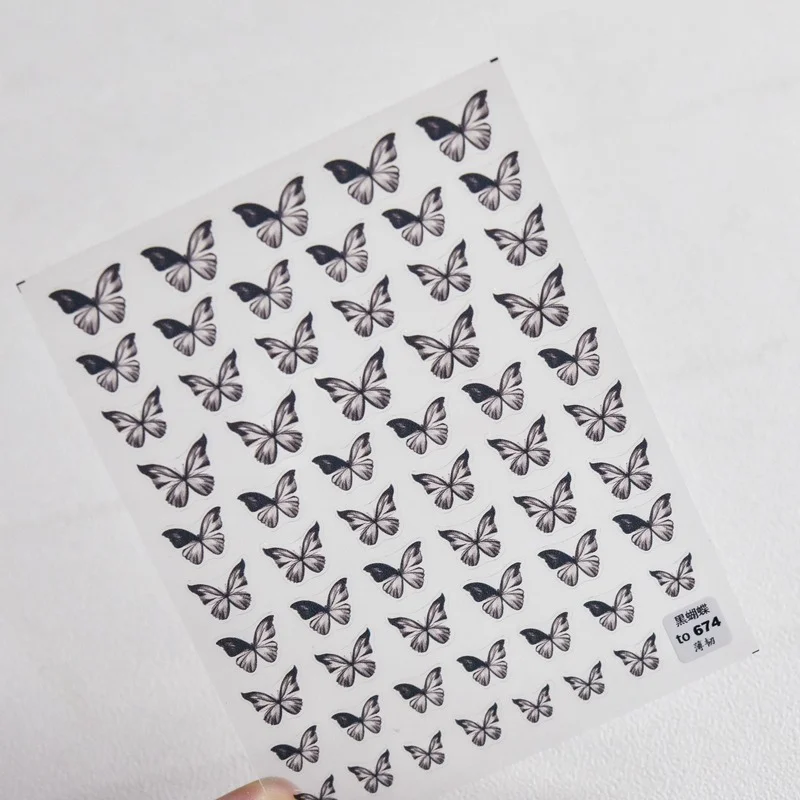 

Новинка 2021 оригинальная японская 5D рельефная наклейка для дизайна ногтей ультратонкая черная белая синяя бабочка декоративная наклейка дл...